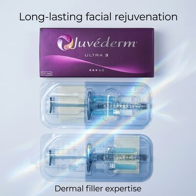 젤 포뮬레이션 Juvederm Dermal Filler 2 x 1ml 부피 하부 피부 주입 깊이 의료 화장품 용 용도로 적합합니다.