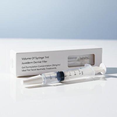 주사기의 부피 1ml Juvederm Dermal Filler Gel 포뮬레이션 농도 20mg Ml 얼굴 미용 치료에 이상적입니다.